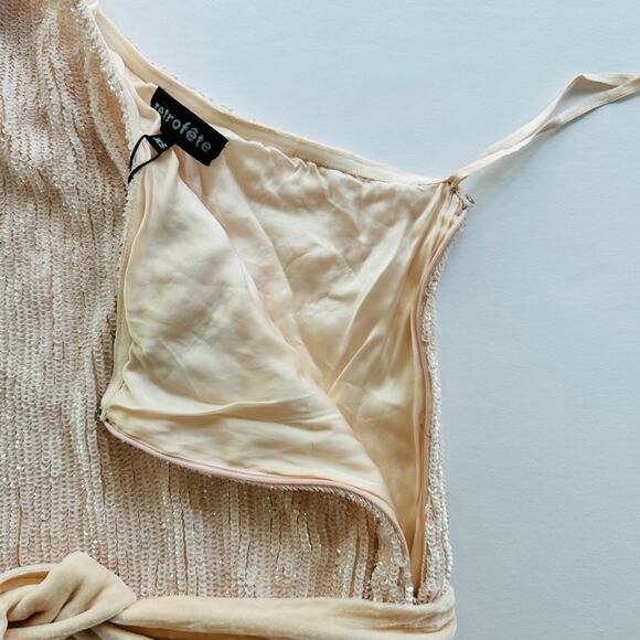 Retrofete x REVOLVE Ella Dress Taffy Pink NEW XS Sequin One Shoulder Party - Picture 7 of 9